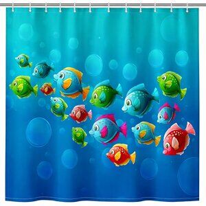 Ocean Fish Shower Curtain | 72x72 | Colorful Bathroom Decor